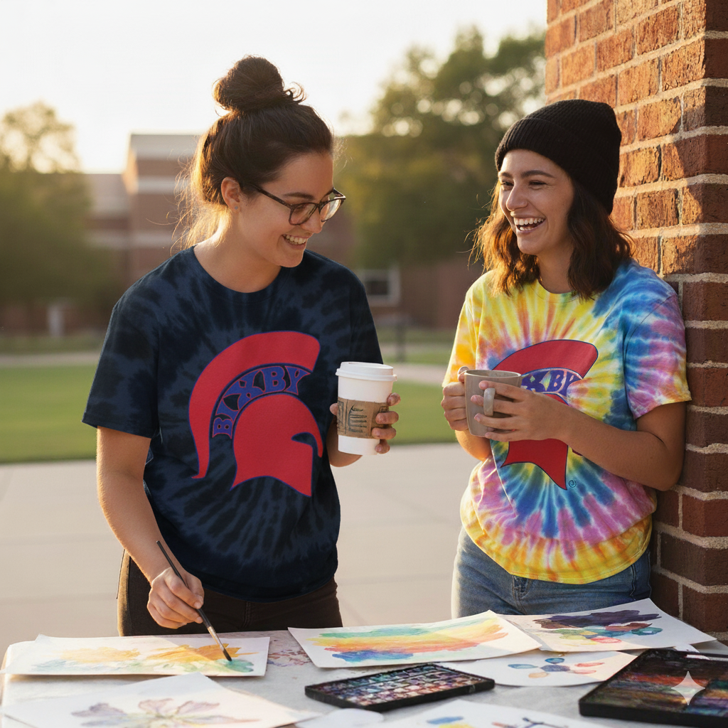 Bixby Spartan Red Logo Tie-Dye Gildan Tee