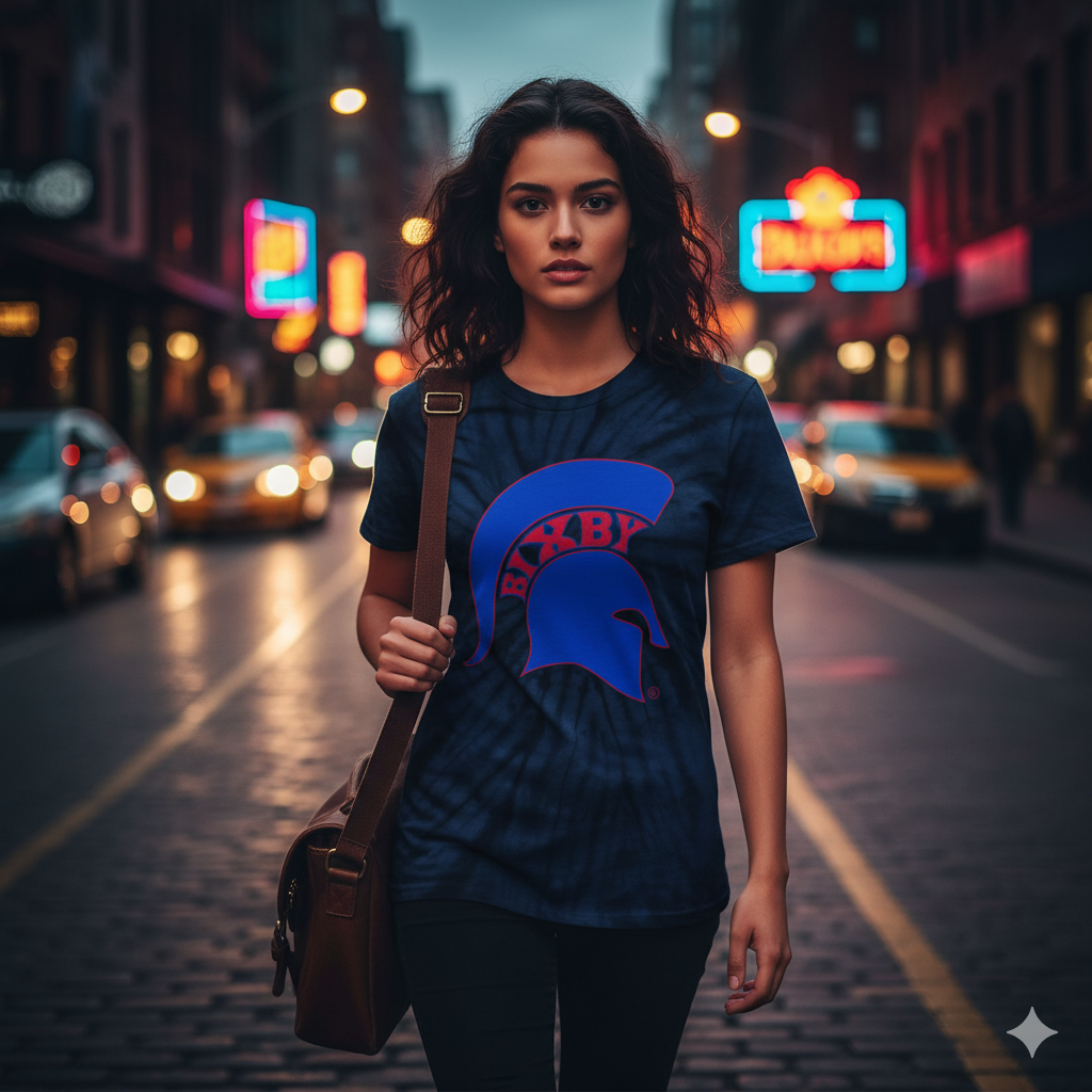 Bixby Spartan Blue Logo Tie-Dye Gildan Tee