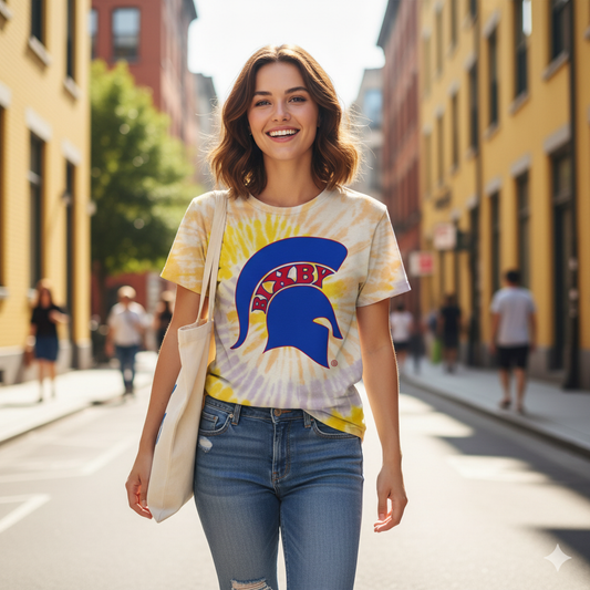 Bixby Spartan Blue Logo Tie-Dye Gildan Tee