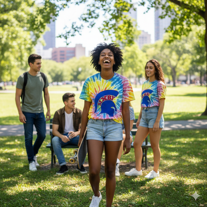 Bixby Spartan Blue Logo Tie-Dye Gildan Tee