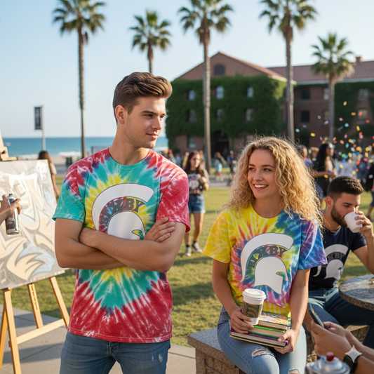 Bixby Spartan White Logo Tie-Dye Gildan Tee