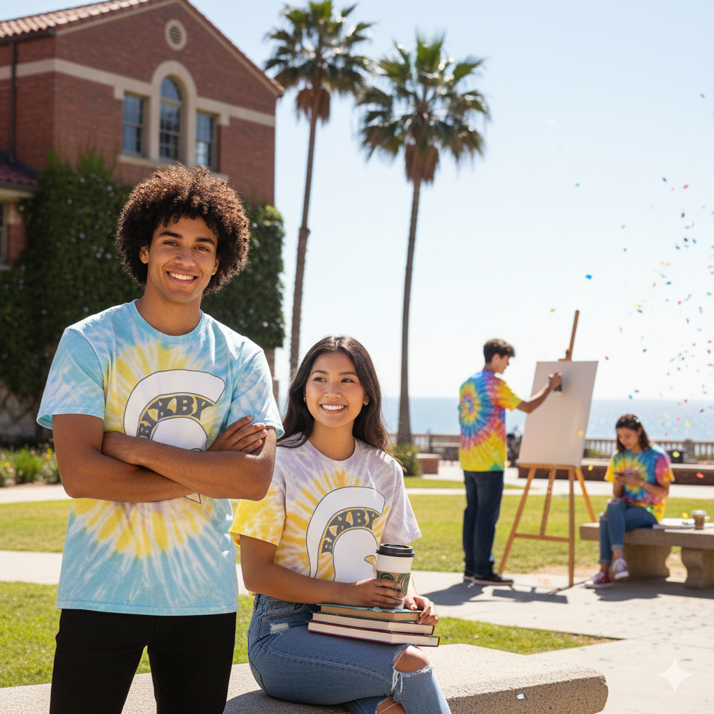 Bixby Spartan White Logo Tie-Dye Gildan Tee