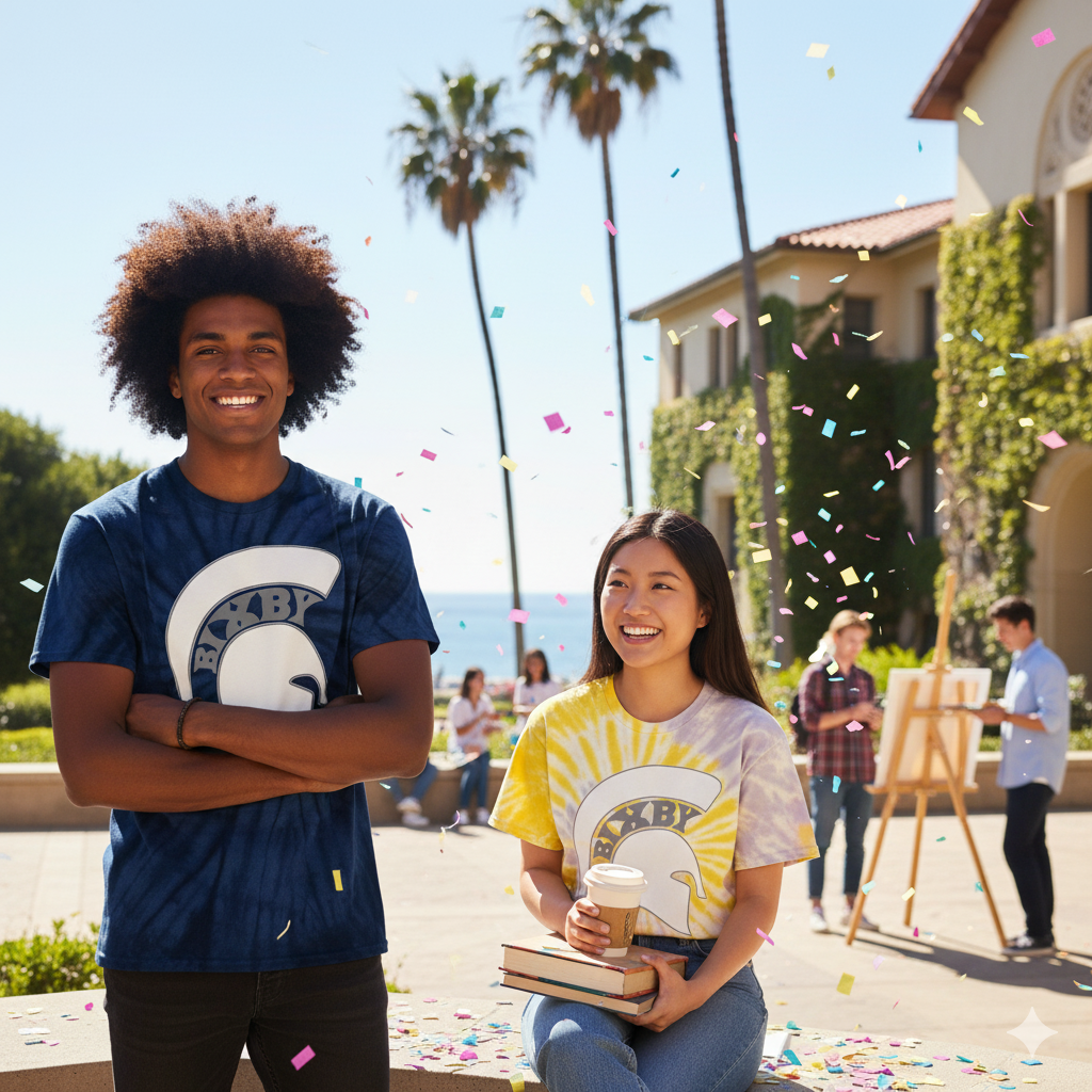 Bixby Spartan White Logo Tie-Dye Gildan Tee