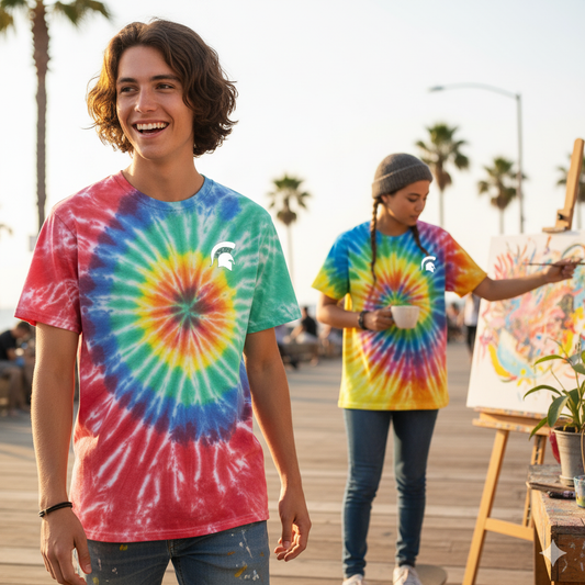 Bixby Spartan Small White Logo Tie-Dye Gildan Tee