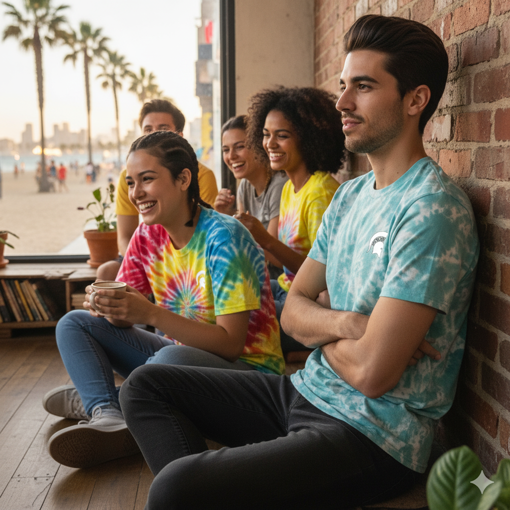 Bixby Spartan Small White Logo Tie-Dye Gildan Tee