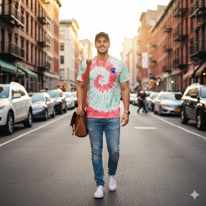 Bixby Spartan Small Blue Logo Tie-Dye Gildan Tee