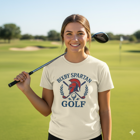Bixby Spartans Golf Crest Gildan Tee