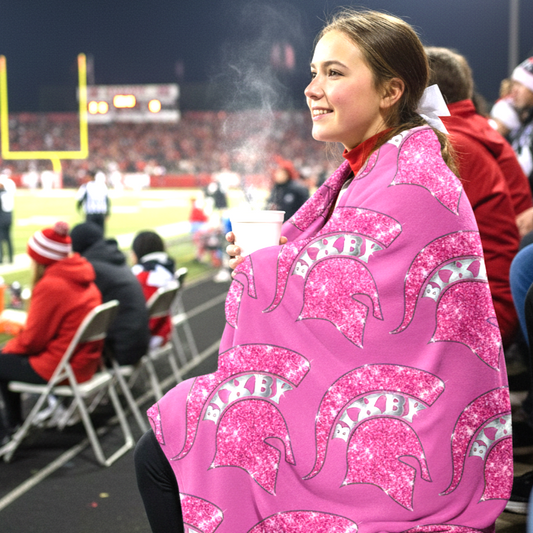 Spartan Pink Bling Logo Sherpa Fleece Blanket