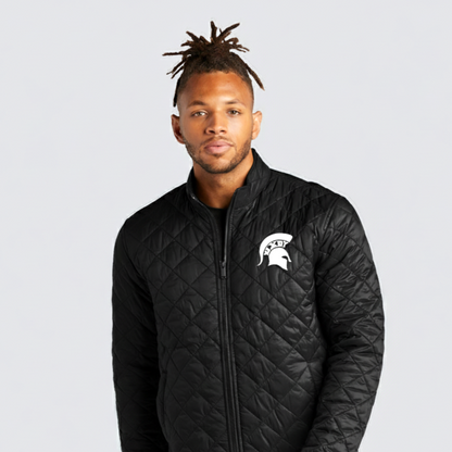 Spartan White Logo Embroidered Premium Quilted Puffy Jacket