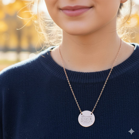 Bixby Spartan Class of 2026 Laser Engraved Circle Necklace