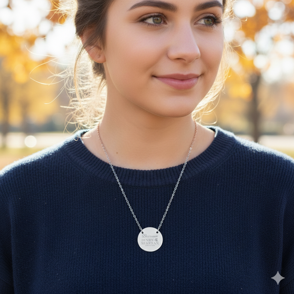 Bixby Spartan Class of 2026 Laser Engraved Circle Necklace