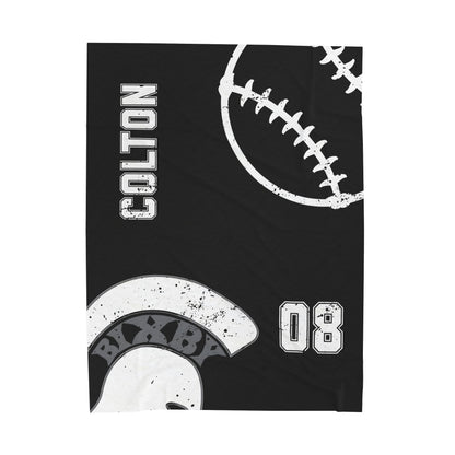 Spartan Baseball Velveteen Plush Blanket - Customized