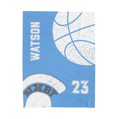 Spartan Basketball Velveteen Plush Blanket - Customized