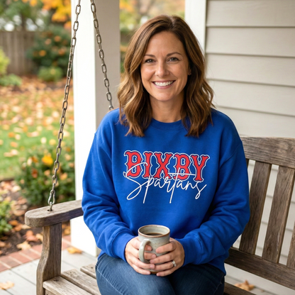 Bixby Spartans Cursive Print Gildan Sweatshirt