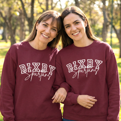 Bixby Spartans White Print Gildan Sweatshirt