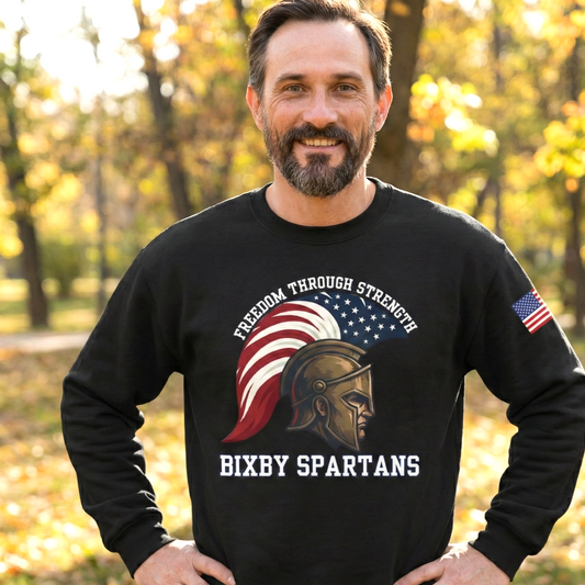 Bixby Spartans Freedom Through Strength Gildan Sweatshirt