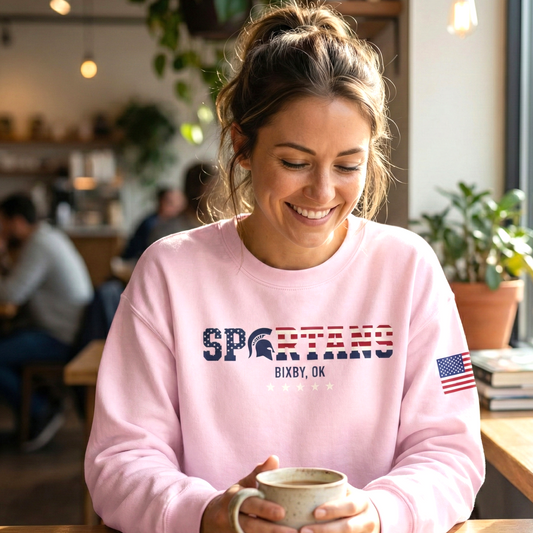 Bixby Spartans Patriotic Military and Veteran Gildan Sweatshirt