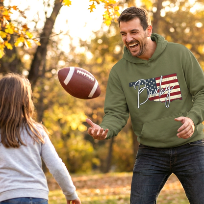 Oklahoma Flag Hoodie with "Bixby" Script Gildan Hoodie