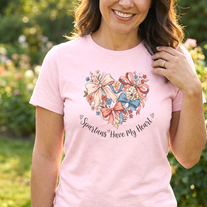 Spartans Have My Heart Floral Gildan Tee