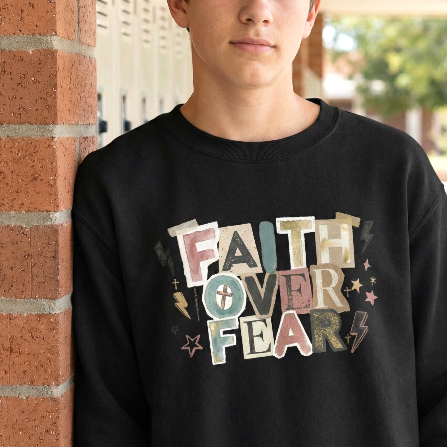 Faith Over Fear Gildan Sweatshirt | Inspirational Graphic Crewneck