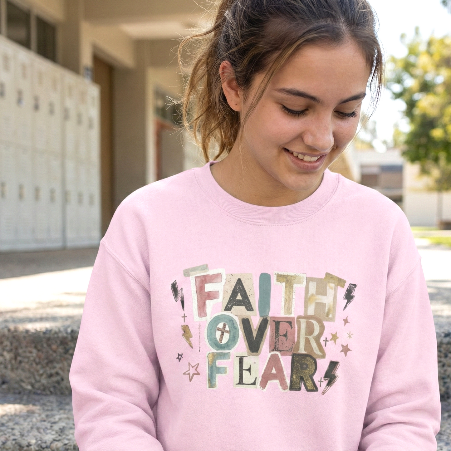 Faith Over Fear Gildan Sweatshirt | Inspirational Graphic Crewneck