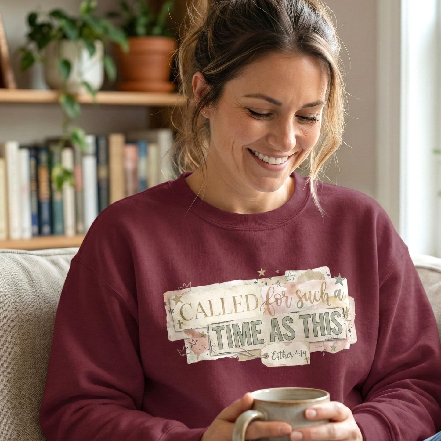 Called to Such a Time as This Crewneck Sweatshirt | Floral Scripture Design