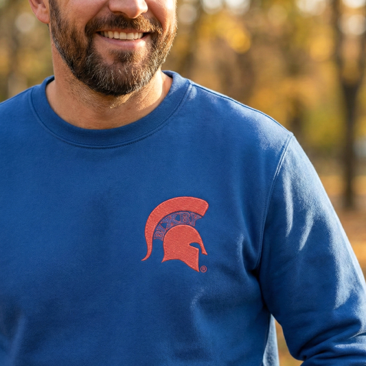 Embroidered Red Spartan Helmet Gildan Sweatshirt