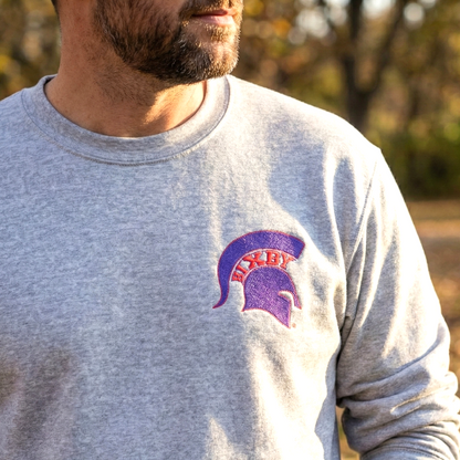 Embroidered Blue Spartan Helmet Gildan Sweatshirt