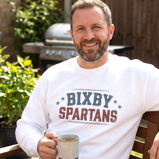 Bixby Spartans Vintage Distressed with Sleeve Print Spirit Sweatshirt