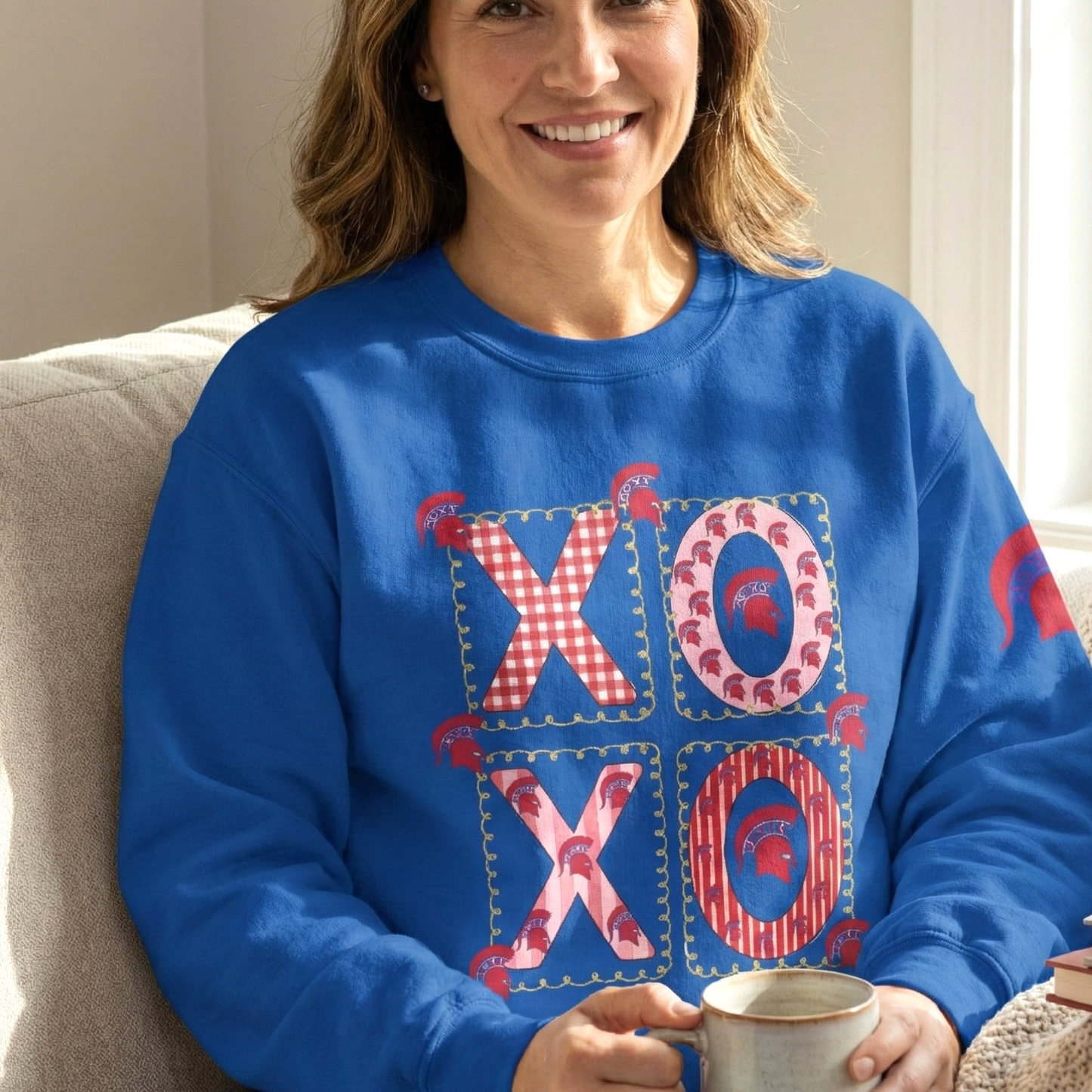 Spartan Logo Valentine XO Graphic Crewneck Sweatshirt