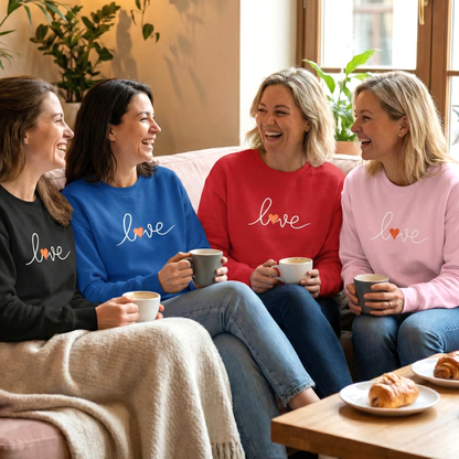 Hand-Lettered Love Script Heart Sweatshirt | Embroidered Love Design