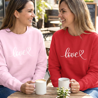 Hand-Lettered Love Script Heart Sweatshirt | Embroidered Love Design
