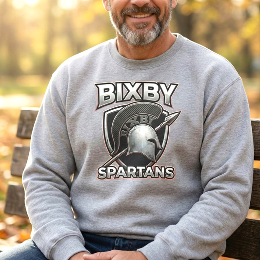 Bixby Spartans Crewneck Sweatshirt Vintage Helmet School Spirit