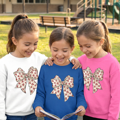 Spartan Helmet Pattered Bow Youth Gildan Sweatshirt