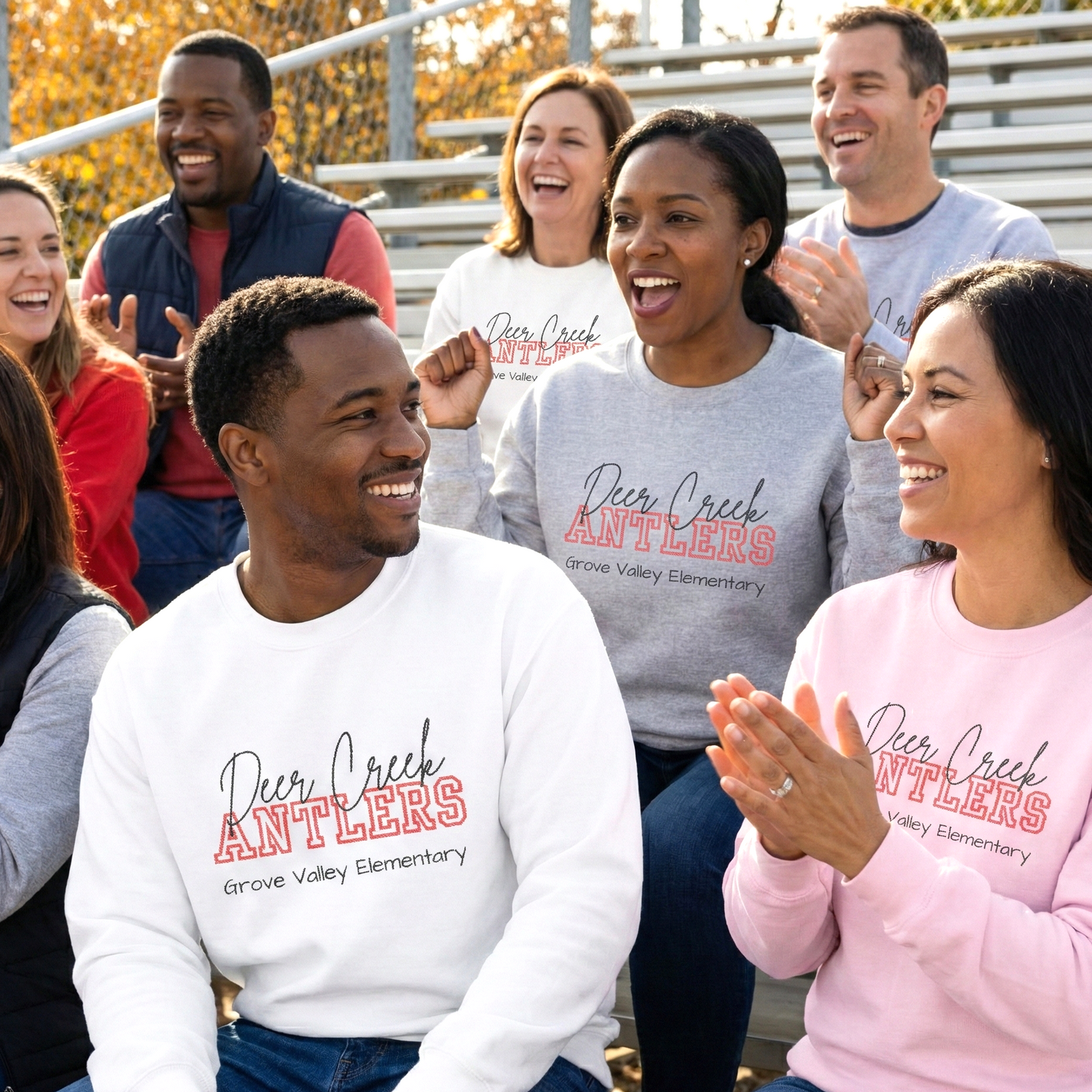 Personalized Embroidered Deer Creek Antlers Crewneck Sweatshirt