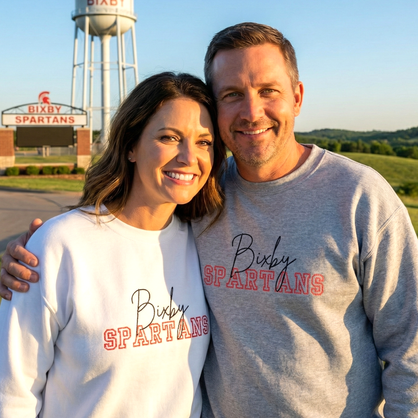 Personalized Embroidered Bixby Spartans Crewneck Sweatshirt