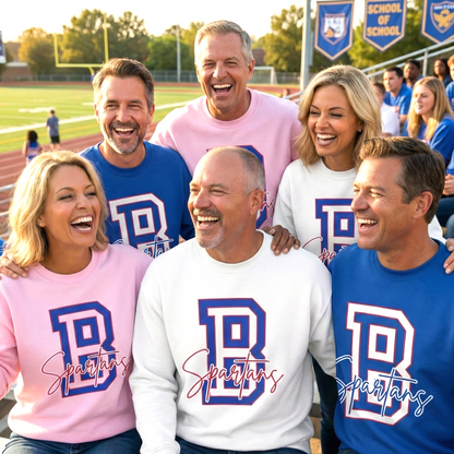 Bixby Spartans Single Letter and Cursive Print Gildan Sweatshirt