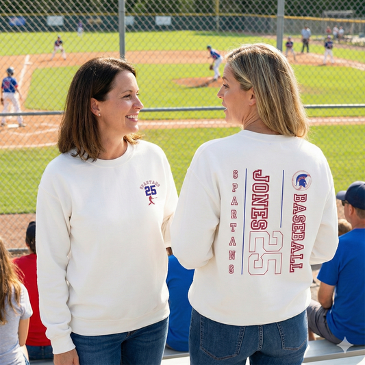 Personalized Bixby Spartan Baseball Crewneck Sweatshirt