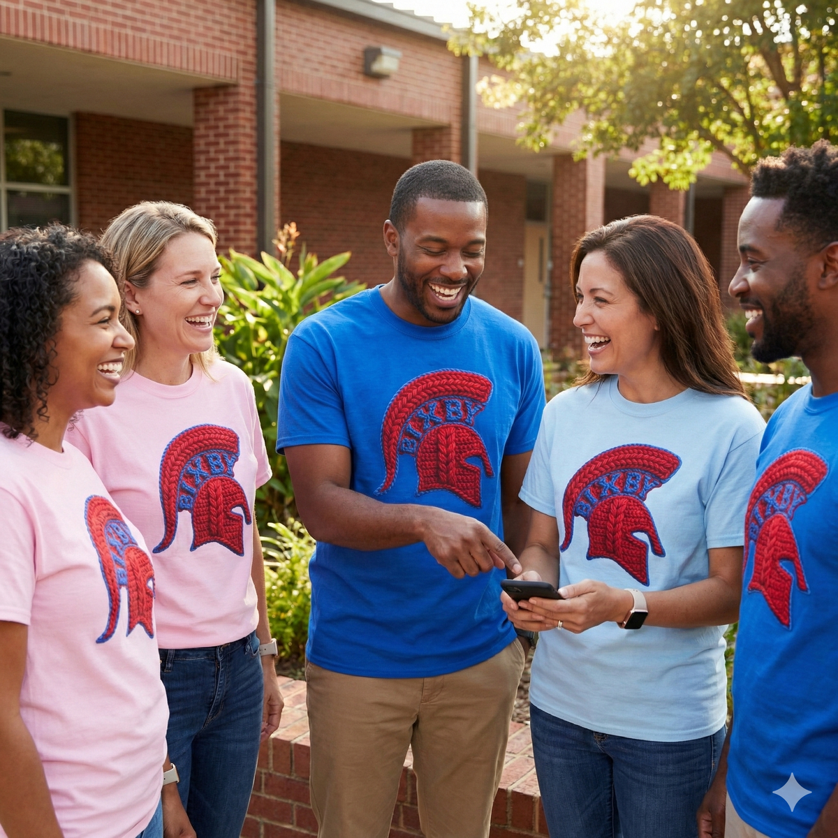 Knit-Print Spartan Helmet Logo Gildan Tee