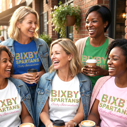 Personalized Bixby Spartans Bling Rhinestone School Spirit T-Shirt