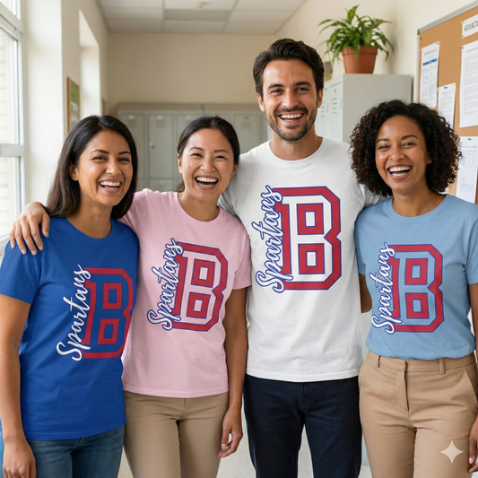 B Letter Spartan Sportsman Softstyle Gildan Tee