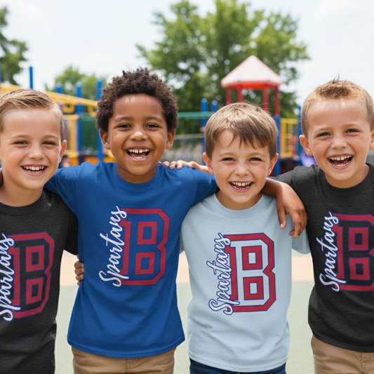 B Letter Spartan Sportsman Youth Softstyle Gildan Tee