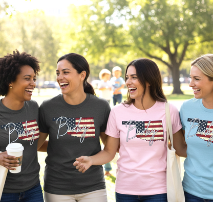 Oklahoma Flag Bixby Script Gildan Tee