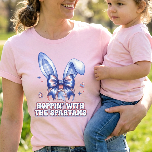 “Hoppin' With The Spartans” School Easter Bunny Gildan Tee
