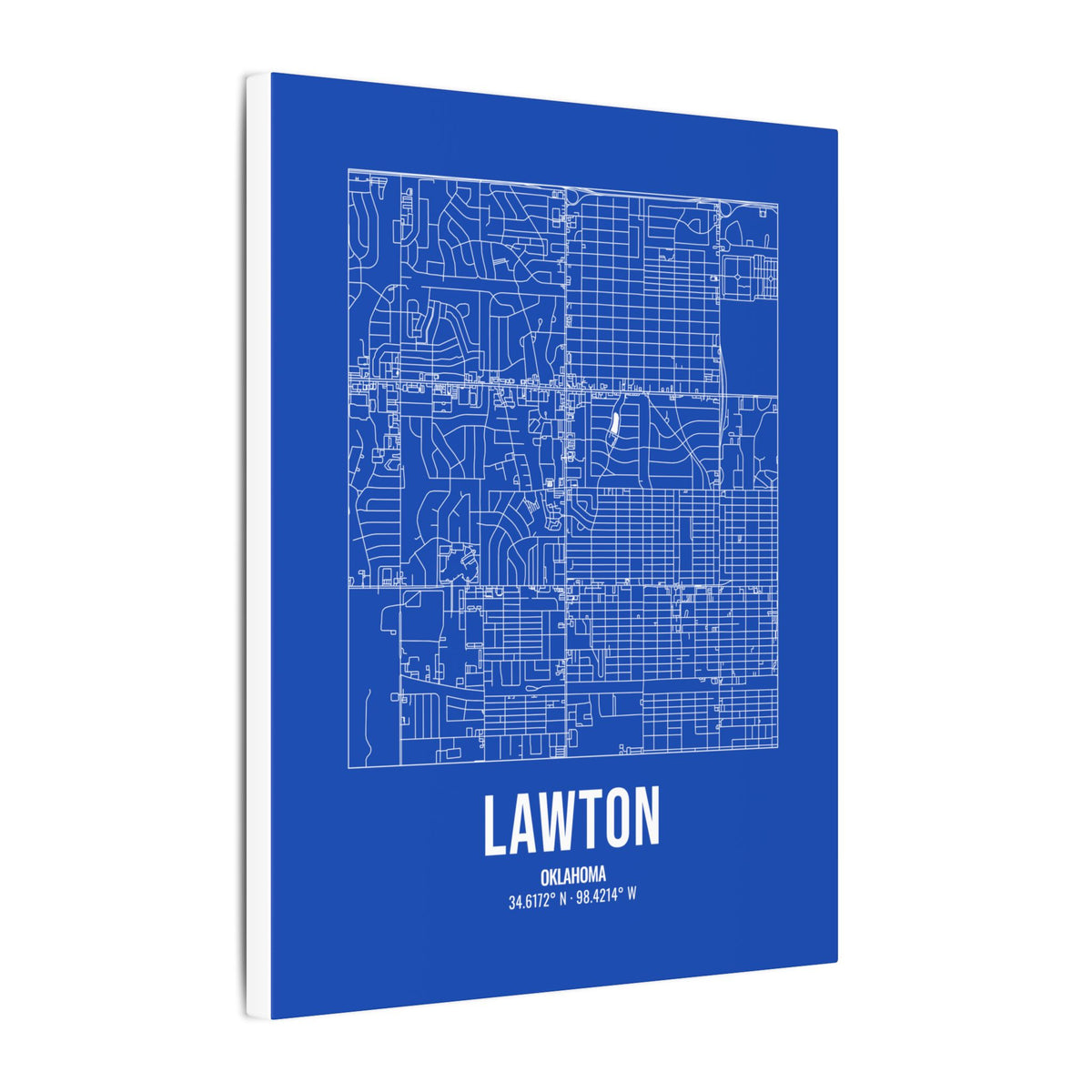 Lawton Street Map Canvas, White on Royal Blue