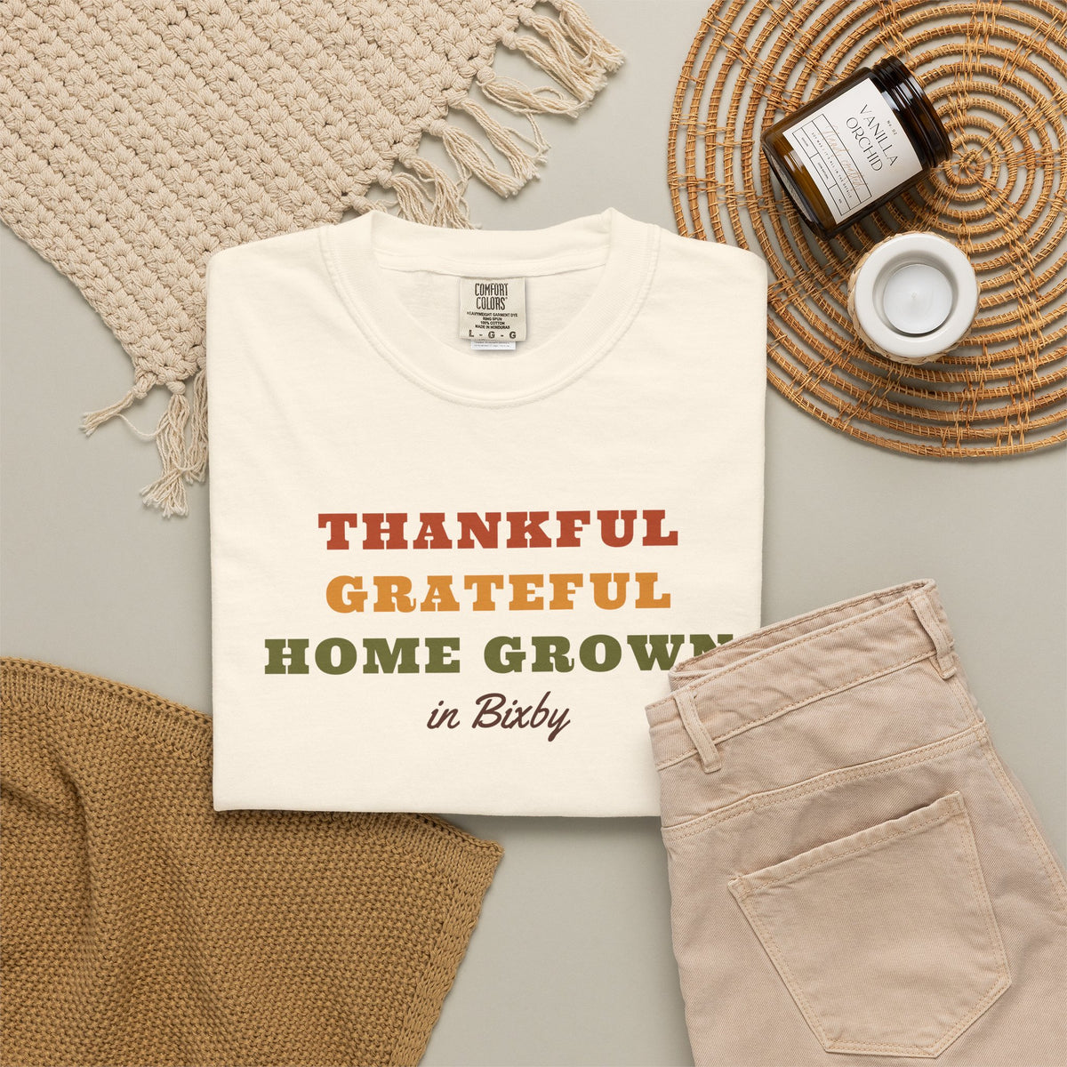 Thankful Grateful Home Grown Comfort Colors Tee