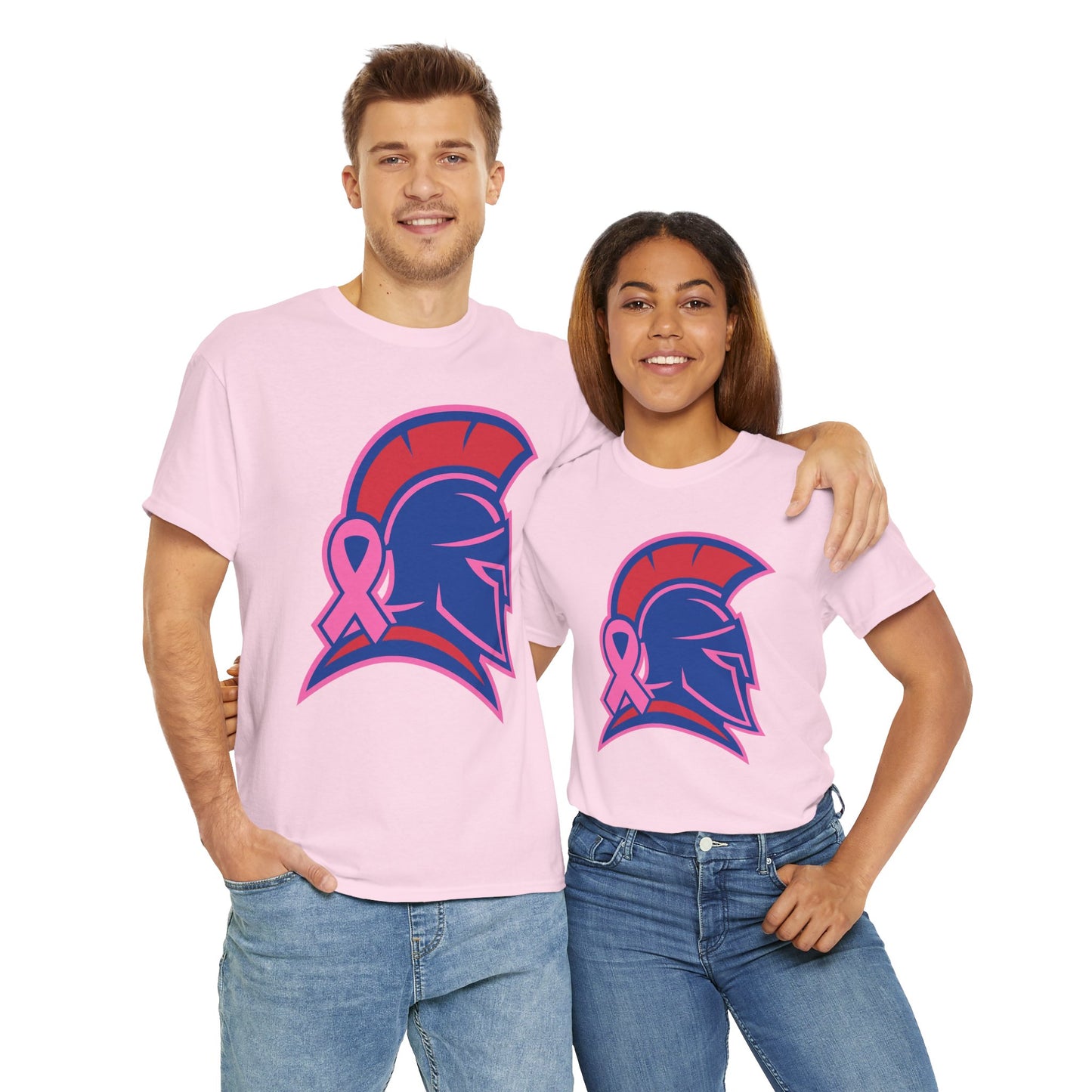 Spartan Helmet Breast Cancer Awareness Gildan Tee