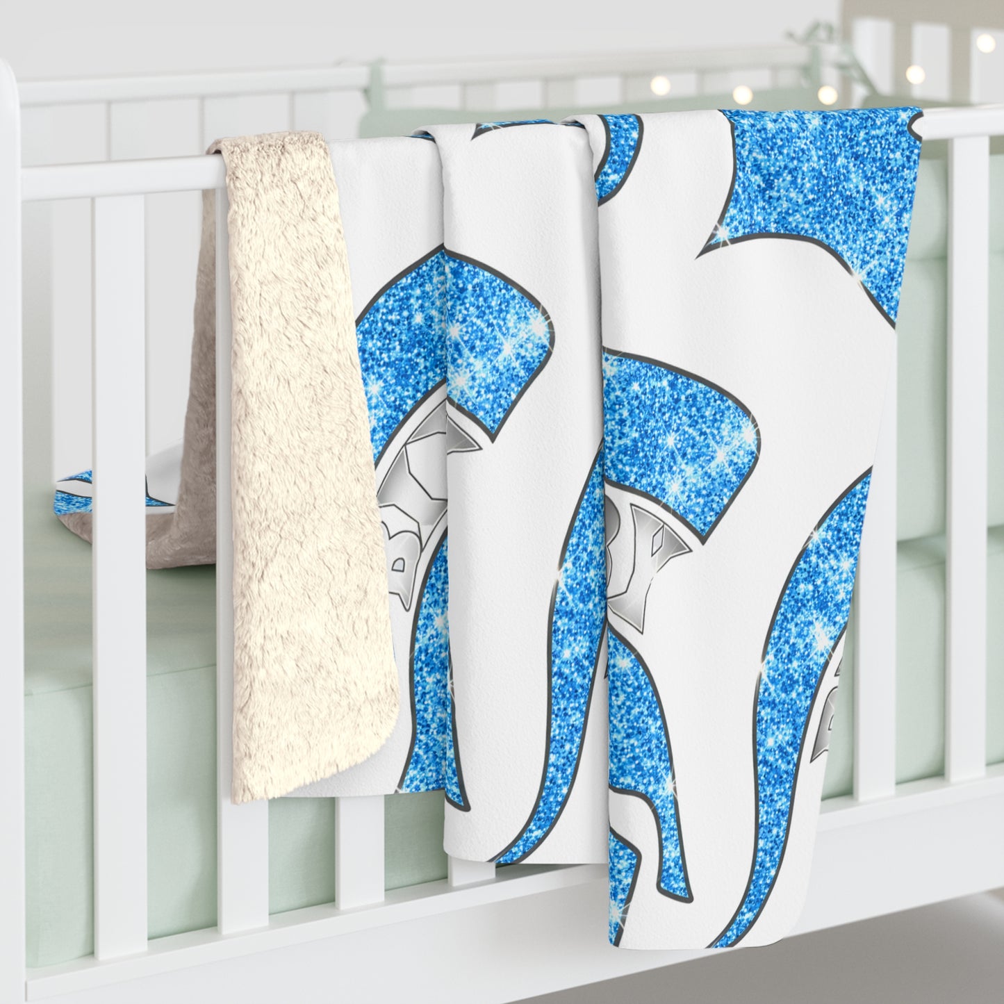Spartan Blue Bling Logo Sherpa Fleece Blanket