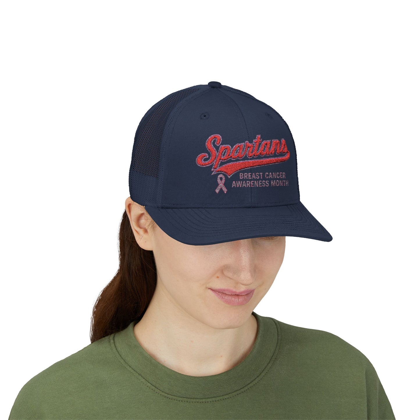 Spartans Breast Cancer Awareness Embroidered Trucker Snapback