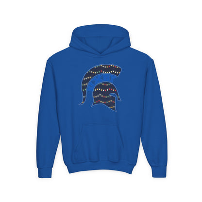 Bixby Spartans Christmas Lights Helmet Youth Hoodie, Kids Holiday